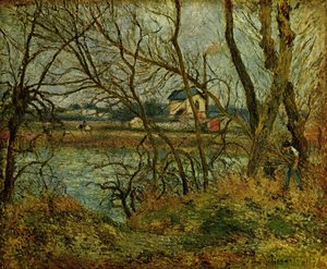 Orillas del Oise, cerca de Pontoise, tiempo gris de Camille Jacob Pissarro